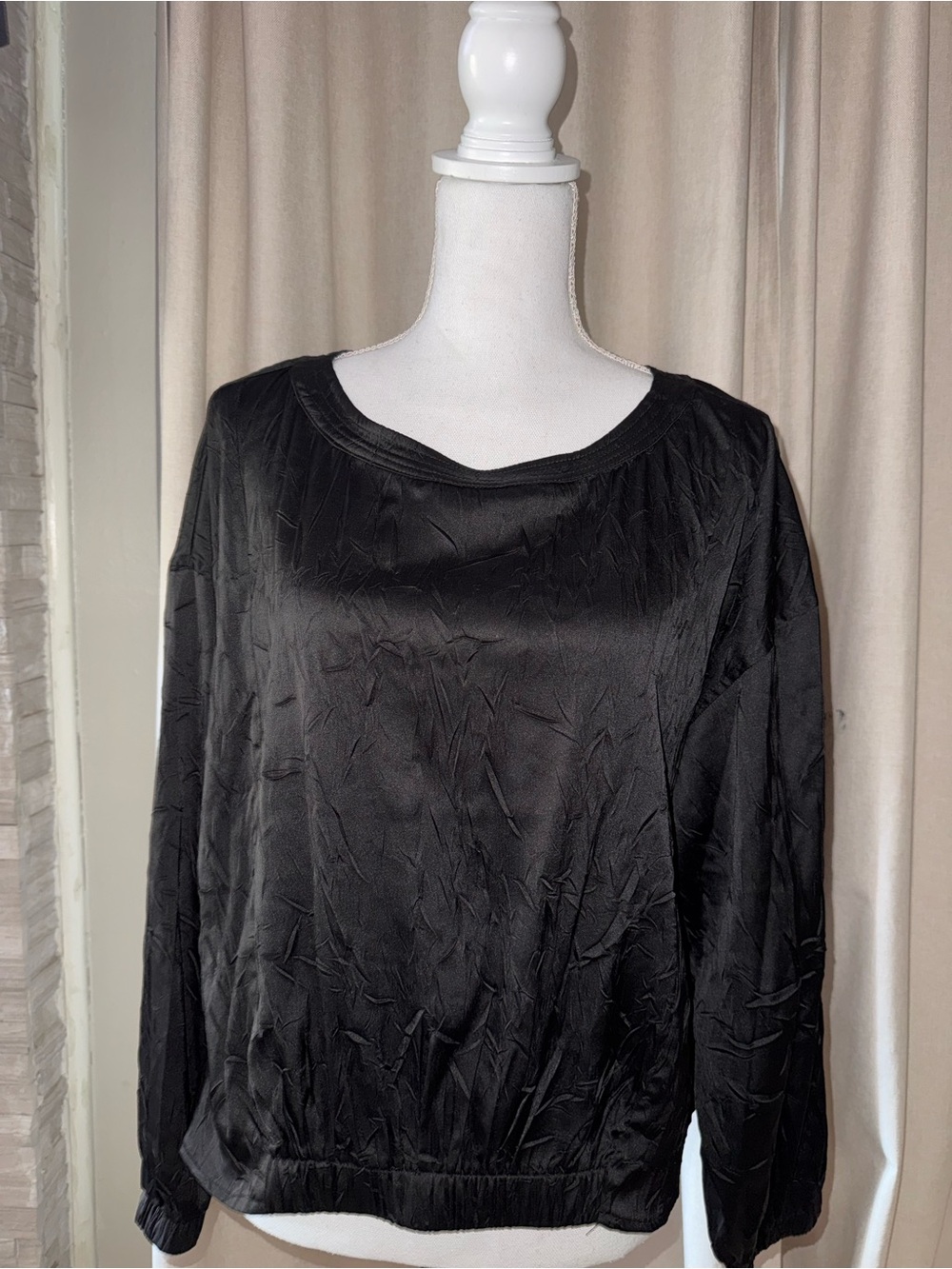 FATE Black Satin Blouse – Size Small